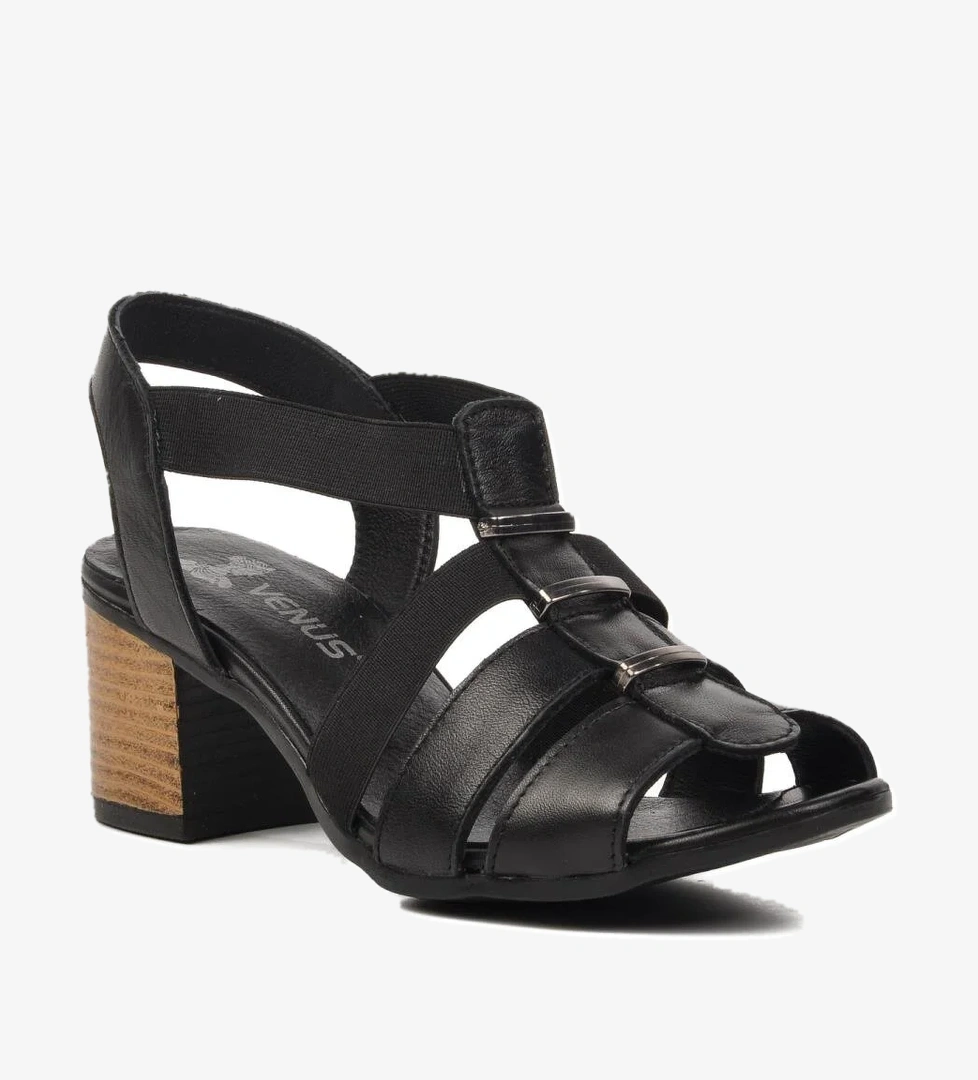 Venüs Siyah Hakiki Deri Kadın Topuklu Sandalet 1857227y model görseli