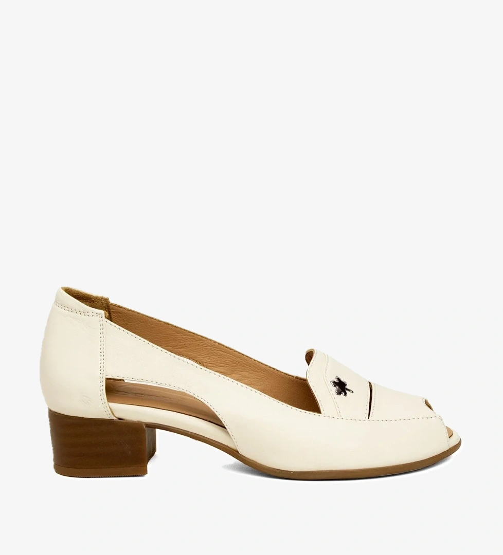 Ayakkabı Fuarı Beety By01.8402 Kadın Deri Klasik Topuklu Bej Ayakkabı Siyah model görseli