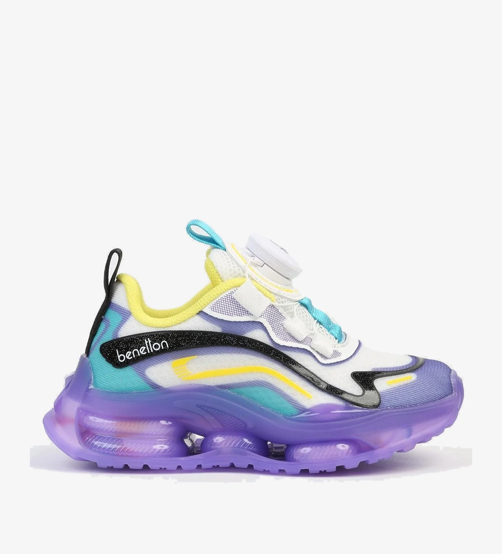 ® İTHAL Beyaz Lila Çocuk Bağcık Mekanizmalı Spor Ayakkabı BNI-10017