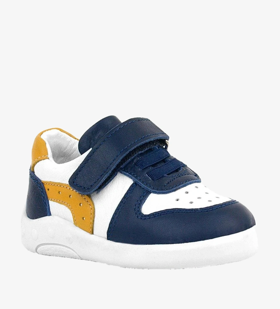 Hakiki Deri Anatomik Lacivert Beyaz Bebek Spor Ayakkabı - Görsel 1