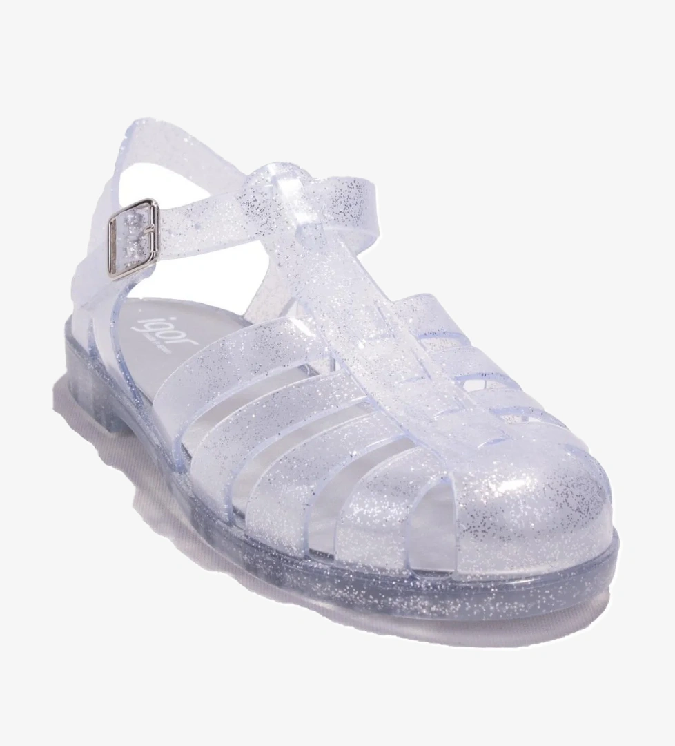 S10262 Bıarrıtz Glitter Beyaz Ortopedik Günlük Kadın Sandalet - Görsel 1