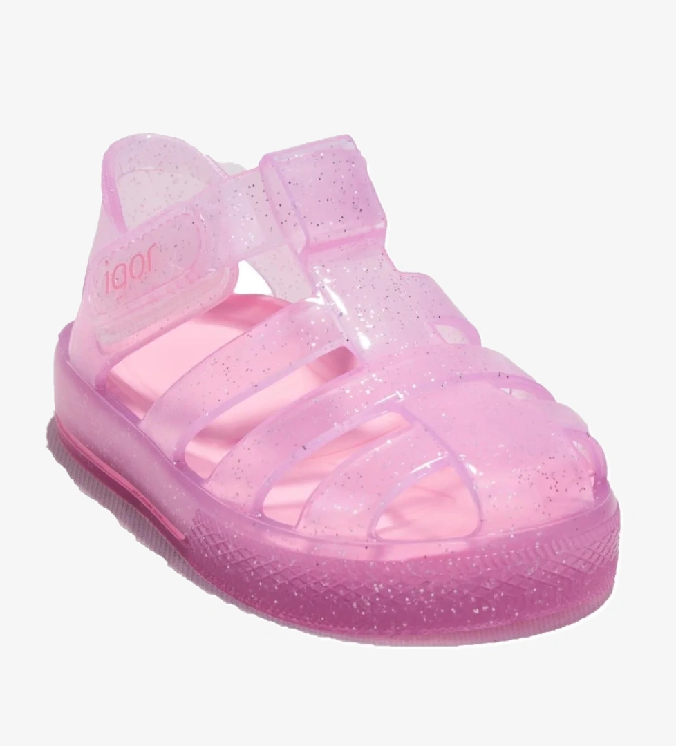 S10265 Star Glitter Pembe Ortopedik Günlük Kız Çocuk Sandalet - Görsel 1