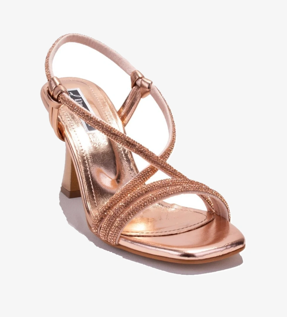 DZA07-928580 Roz Taşlı Abiye Topuklu Kadın Ayakkabı