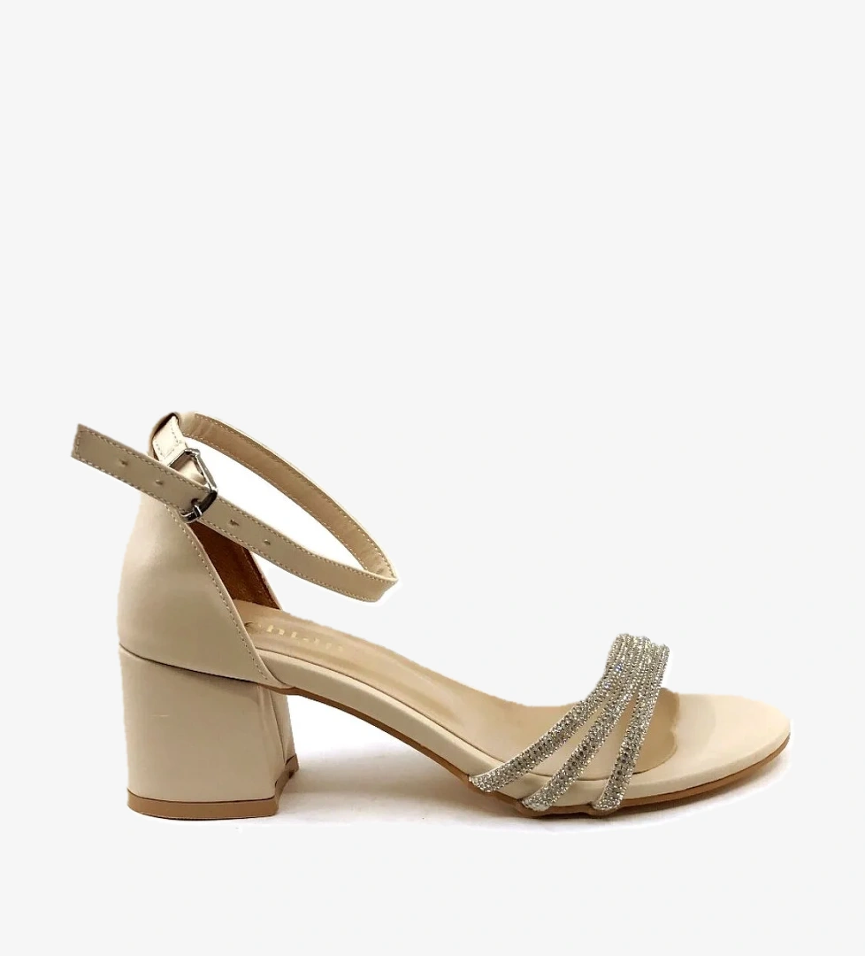 Mh 5 Cm Ten Taşlı Kadın Topuklu Ayakkabı - Görsel 1