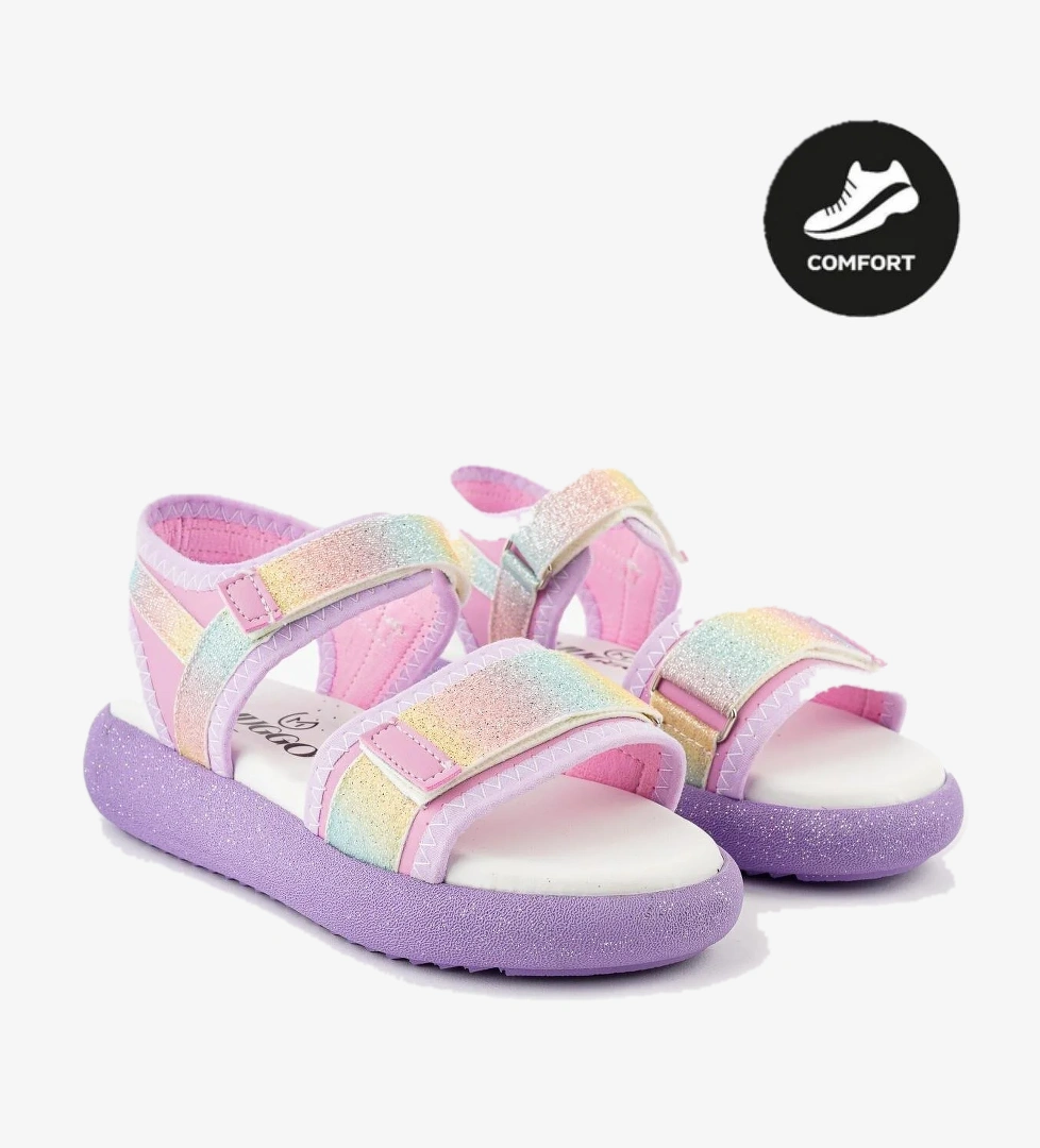 CRUZ Garantili Günlük Ortopedik Hafif Taban Simli ve Cırtlı Kız Çocuk Sandalet