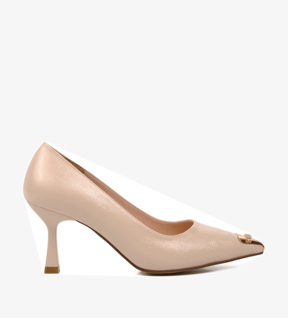 357069 Bej Kadın Taşlı Stiletto