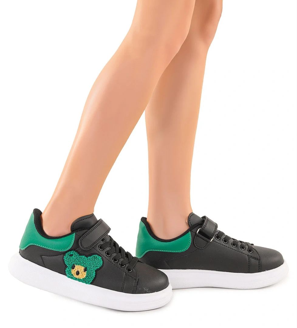 Artela Cırtlı Kız Çocuk Günlük Spor Ayakkabı Siyah - Yeşil