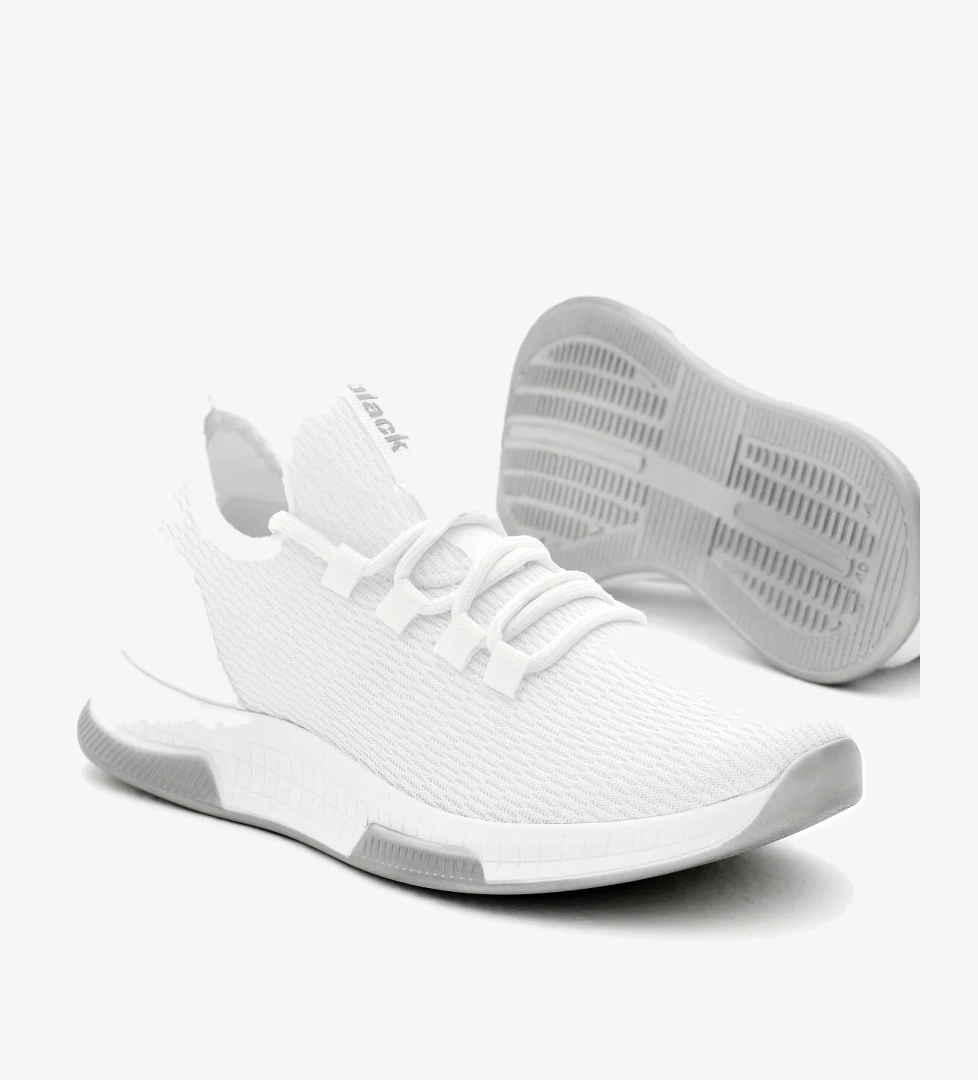 Unisex Beyaz Nefes Alabilen Kumaş Poli Taban Bağcıklı Spor Ayakkabı