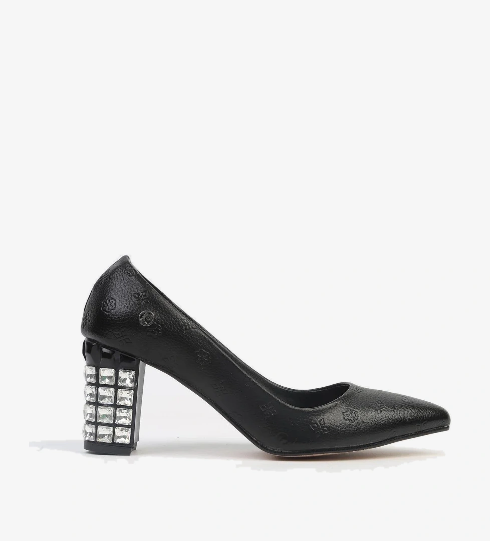 ® | PC-51201 - 3478 Siyah Desen - Kadın Topuklu Ayakkabı