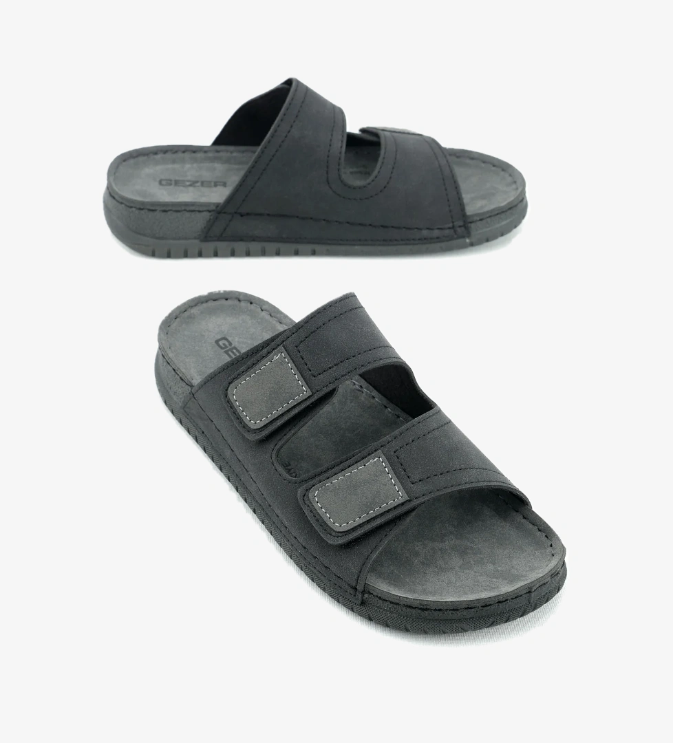 Yazlık Erkek Suni Deri Rahat İç Taban İki Cırtlı Kemer Ayarlanabilir Günlük Terlik - Görsel 1