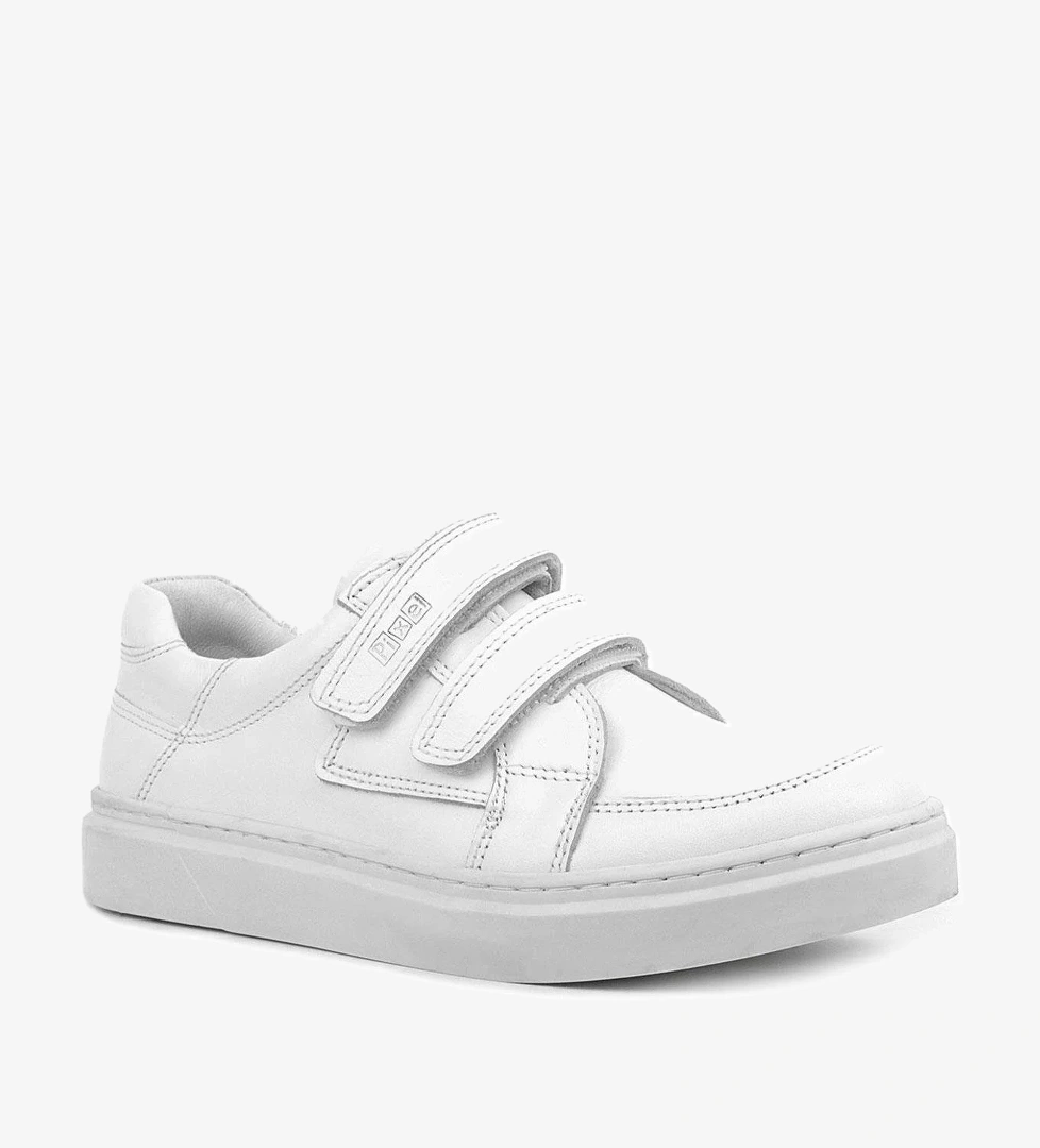 Hakiki Deri Beyaz Cırtlı Genç Erkek Spor Ayakkabı - Görsel 1