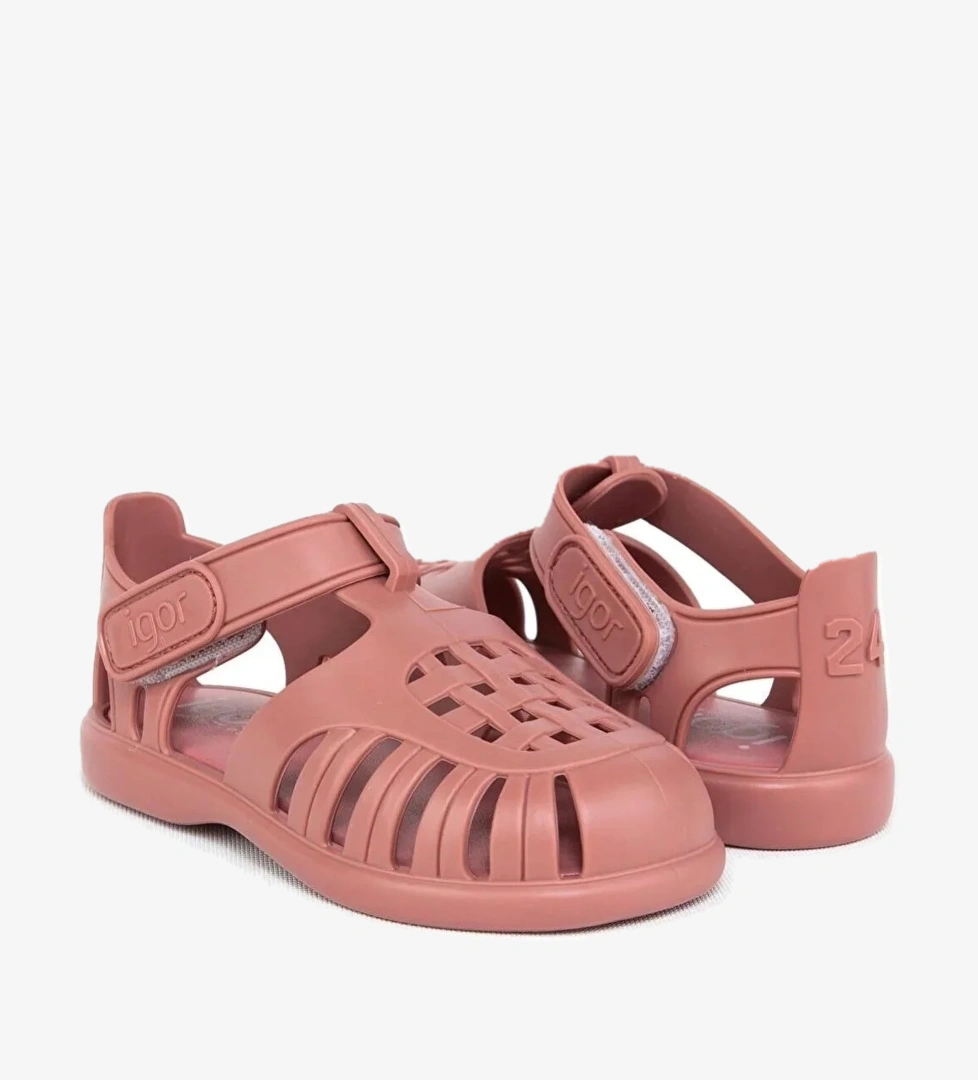 S10271-381 Tobby Solid Çocuk Gül Kurusu Sandalet - Görsel 1