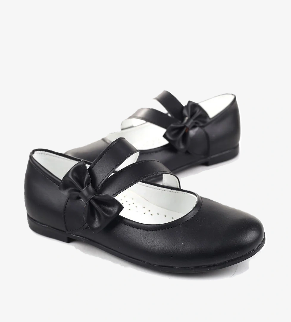 Papuç Sepeti 3735 Kız Çocuk Balerin Fiyonk Cırtlı Babet Ayakkabı model görseli