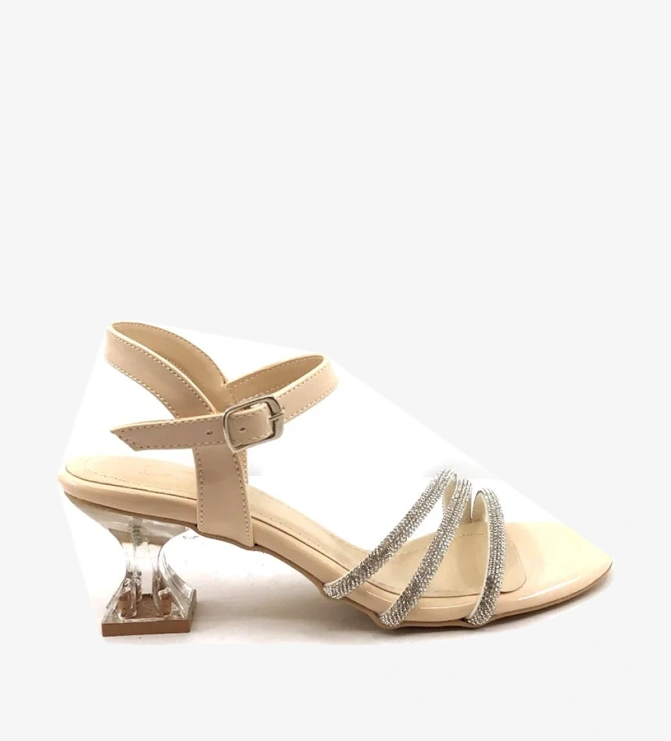 CC 6,5 Cm Ten Taşlı Rugan Kadın Topuklu Ayakkabı - Görsel 1