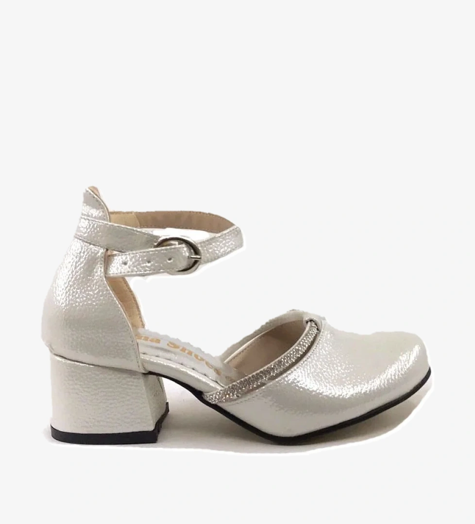 Sema Kız Çocuk Sedef Karnıyarık Taşlı Topuklu Abiye Ayakkabı model görseli