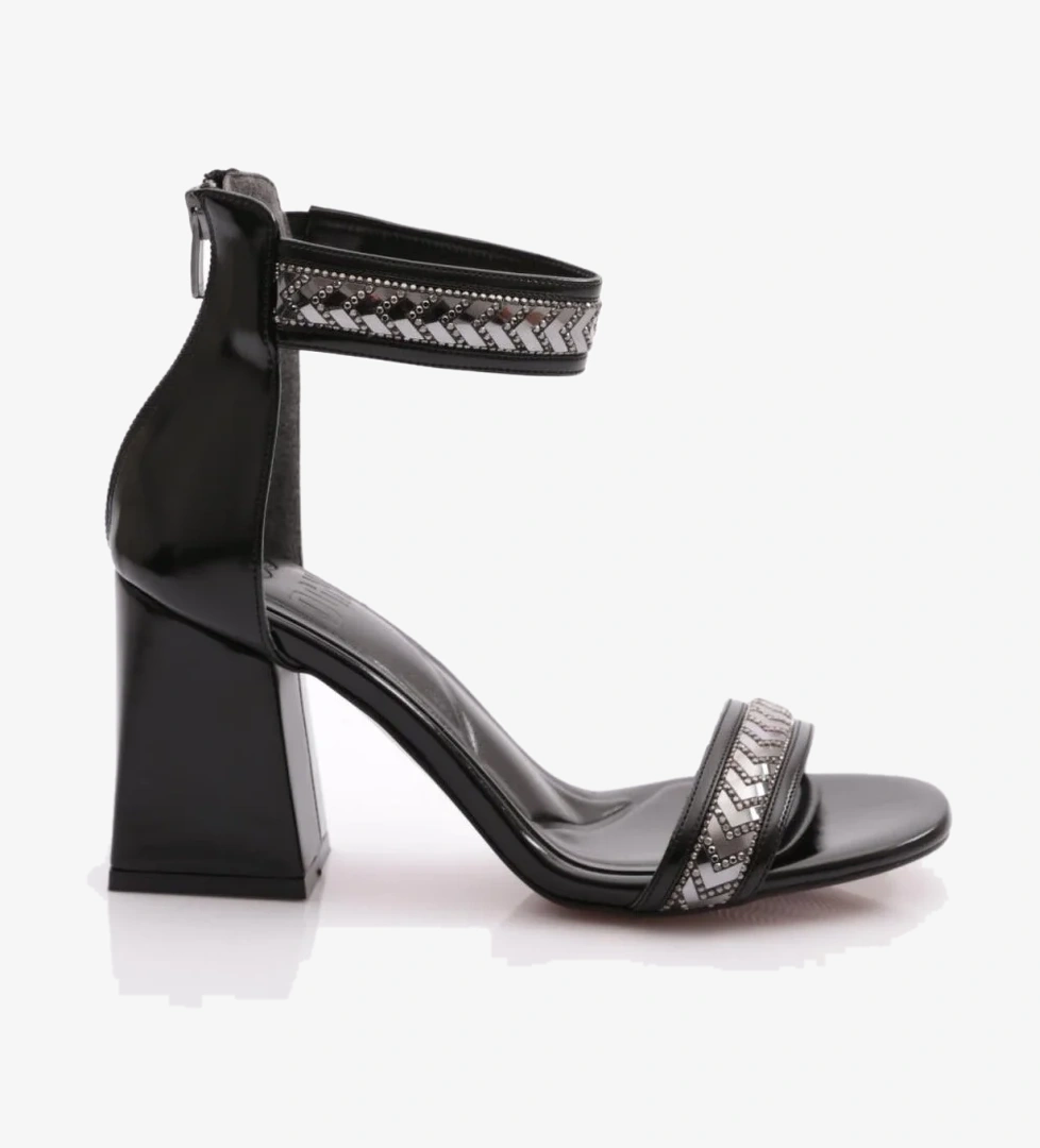 708 Kadin Bilekten Bağlamali Topuklu Ayakkabi - Görsel 1