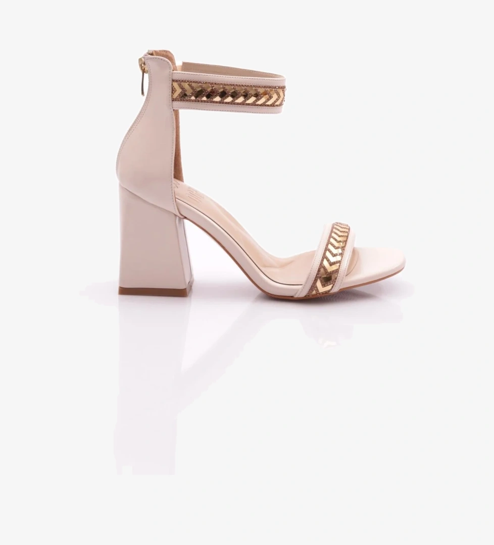 708 Kadin Bilekten Bağlamali Topuklu Ayakkabi