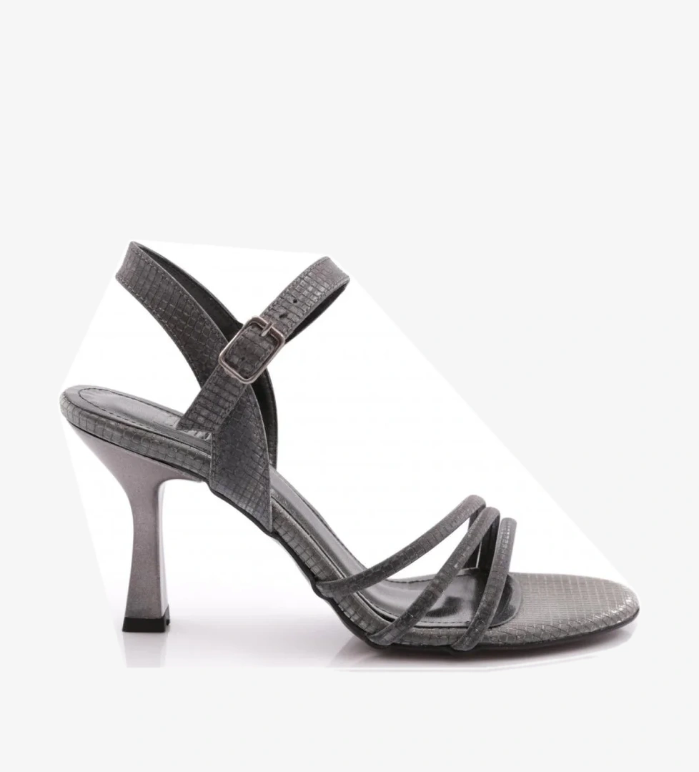 913 Kadin Şeritli Topuklu Ayakkabi - Görsel 1