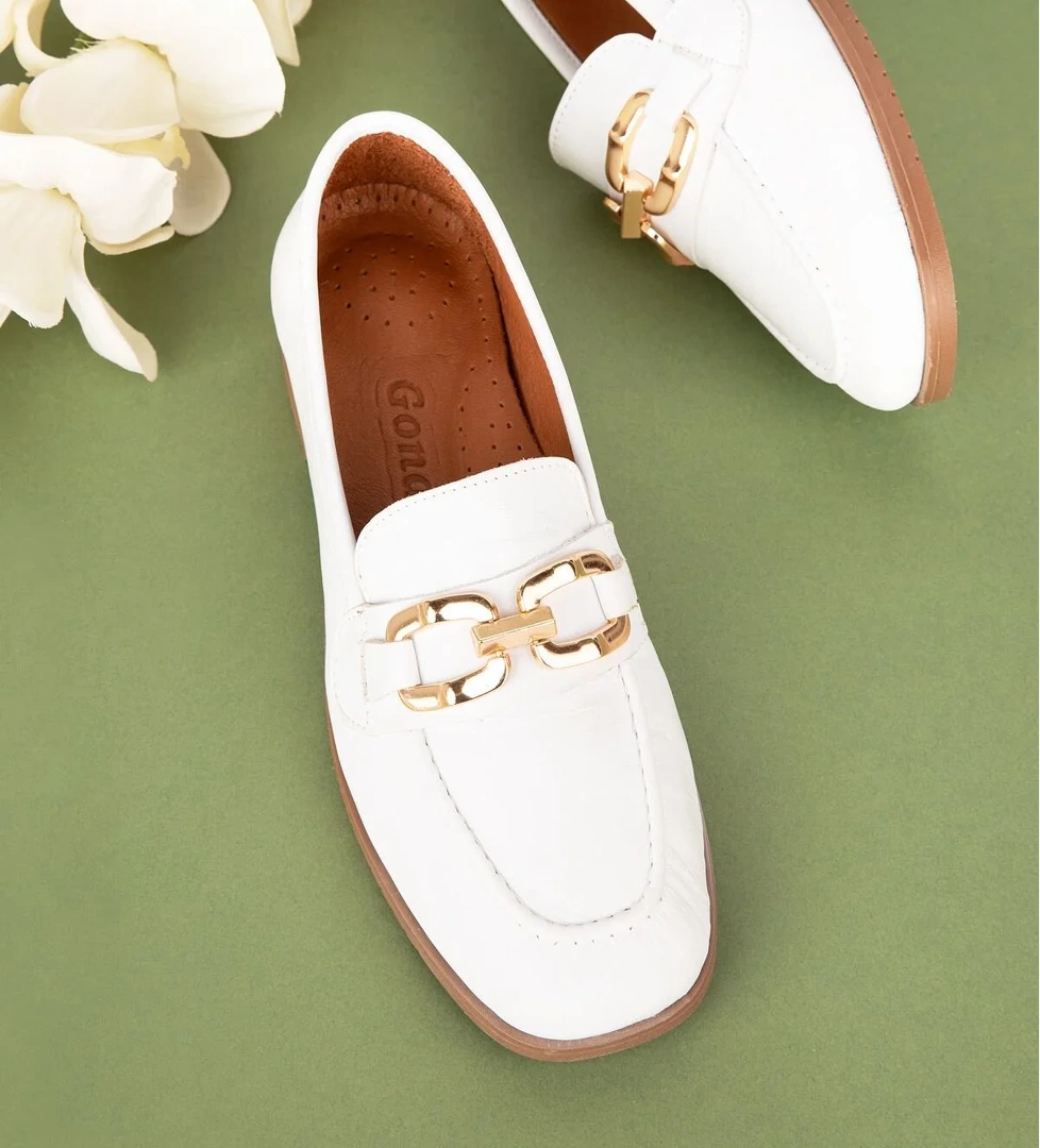 Gondol Hakiki Deri Kadın Köşeli Burun Loafer esl.b06