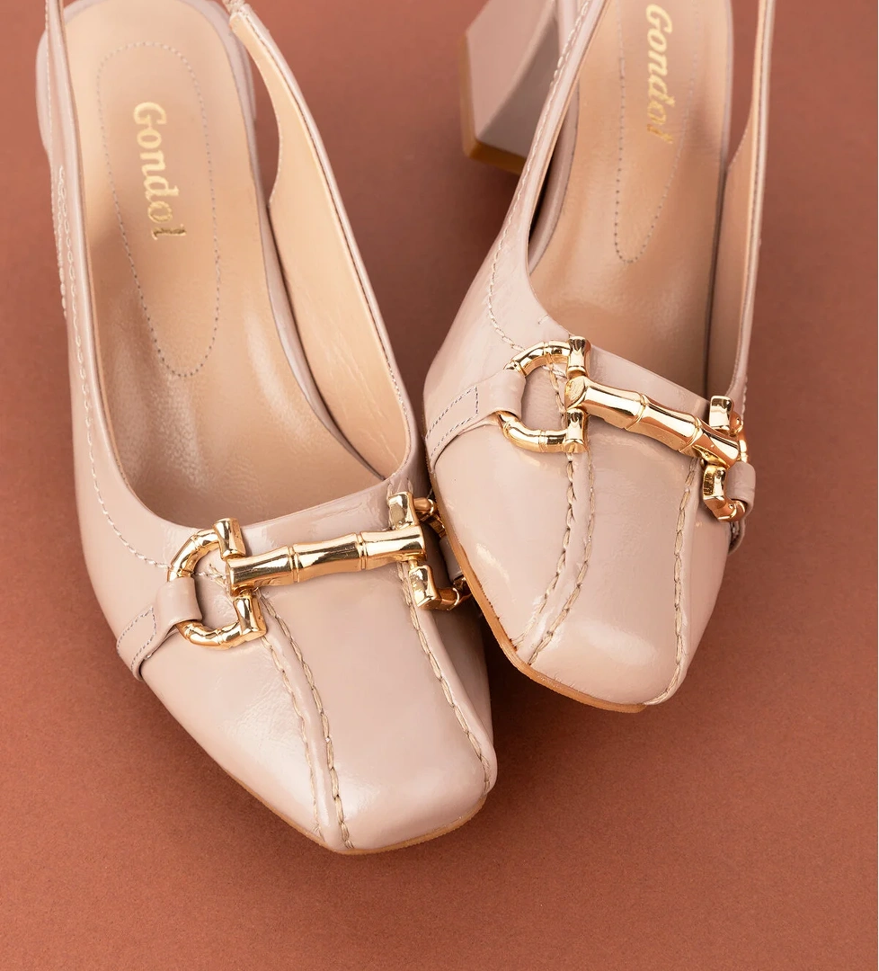 Gondol Hakiki Deri Toka Detaylı Şık Topuklu Ayakkabı ast.6451 - Görsel 1