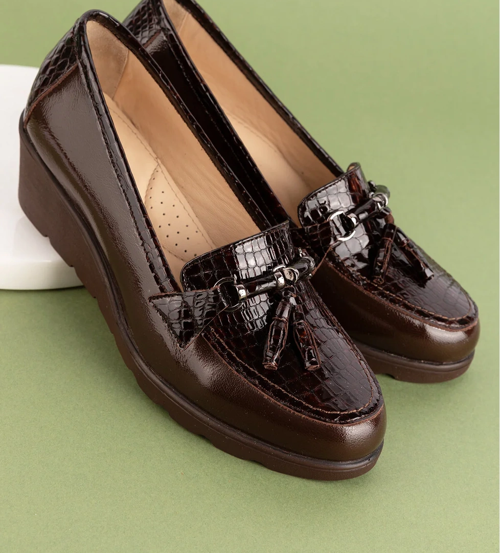 Gondol Kadın Hakiki Deri Dolgu Topuk Rahat Şık Anne Ayakkabısı ell.6821