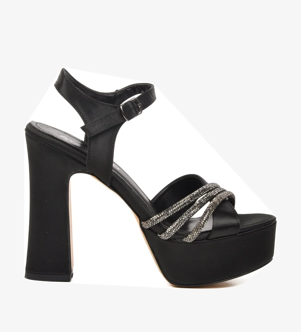 655323 Siyah Kadın Platform Topuklu Ayakkabı - Görsel 1