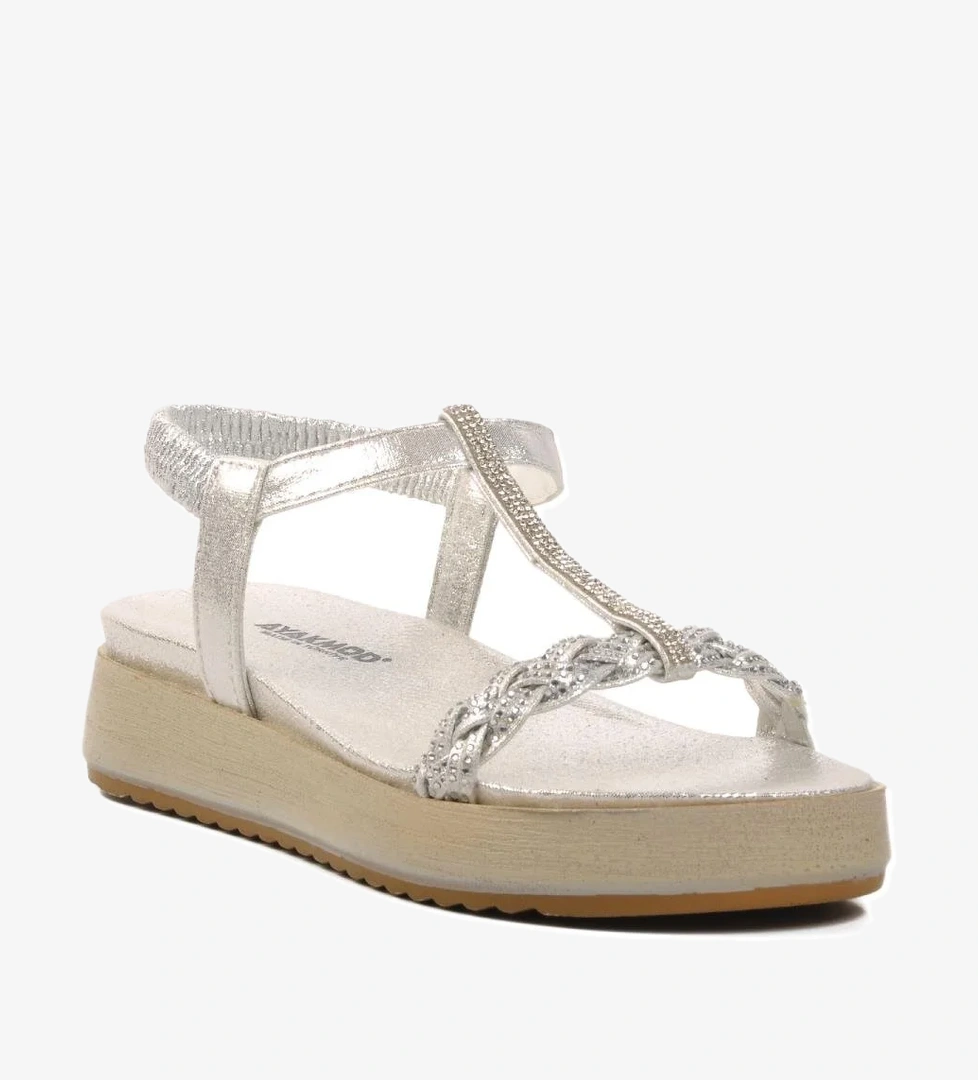 Ayakmod Yüksek Gümüş Taban Kadın Sandalet 286053 model görseli