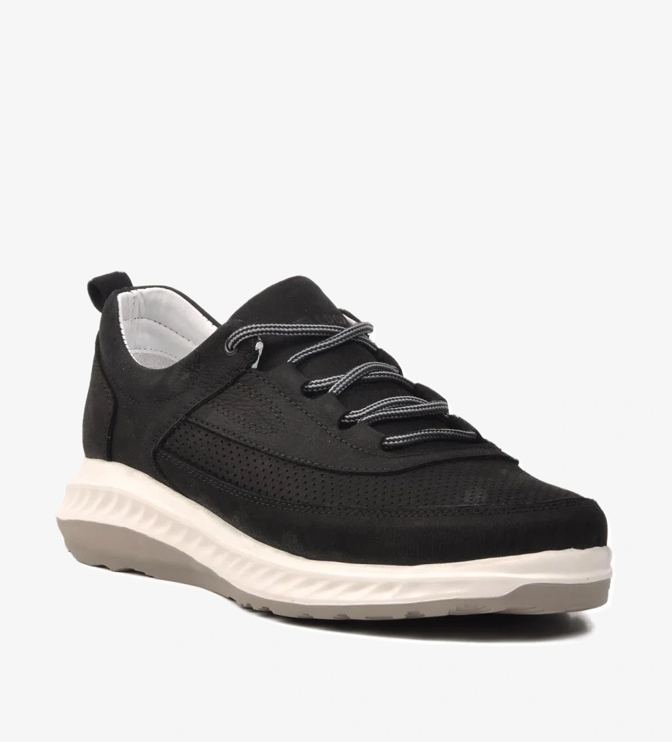 241101 Siyah Nubuk Hakiki Deri Erkek Günlük Ayakkabı