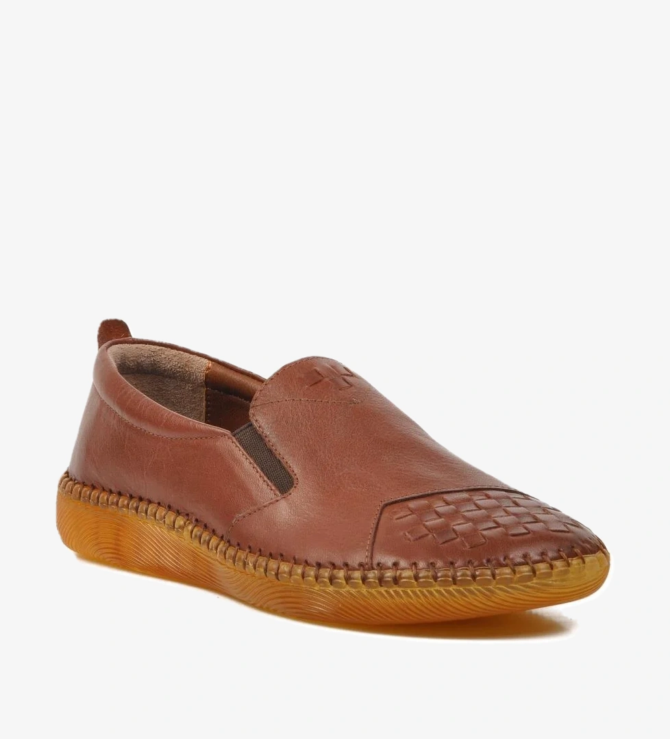 Premium 04132 Taba Hakiki Deri Kadın Günlük Ayakkabı