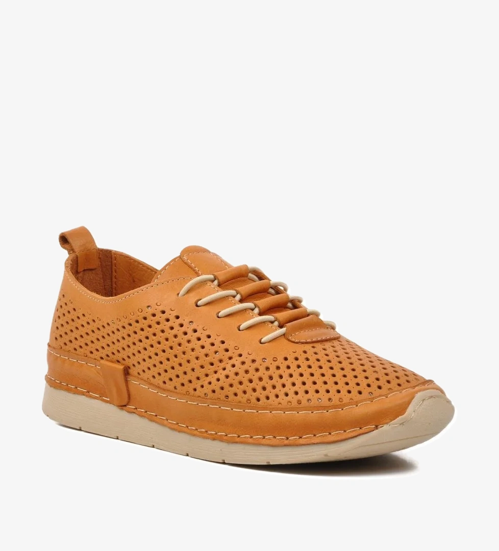 24058 Taba Hakiki Deri Kadın Günlük Ayakkabı