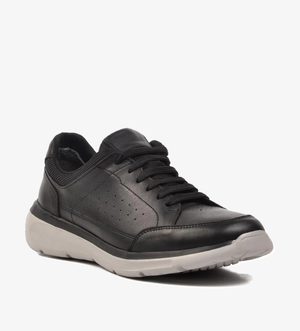 242010 Siyah Hakiki Deri Erkek Günlük Ayakkabı