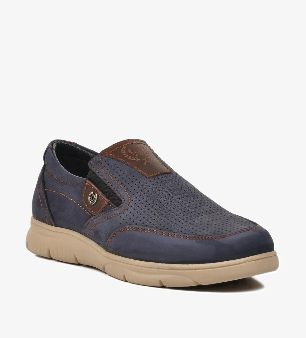 D2301 Lacivert Nubuk Hakiki Deri Erkek Günlük Ayakkabı