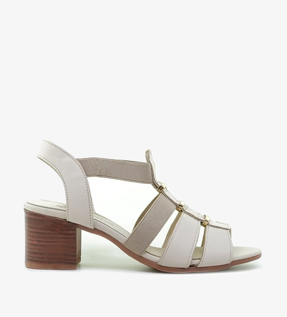 KADIN HAKİKİ DERİ TOKA DETAYLI TOPUKLU GÜNLÜK SANDALET (36-40) 24Y 1857227Y Z BEJ - Görsel 1