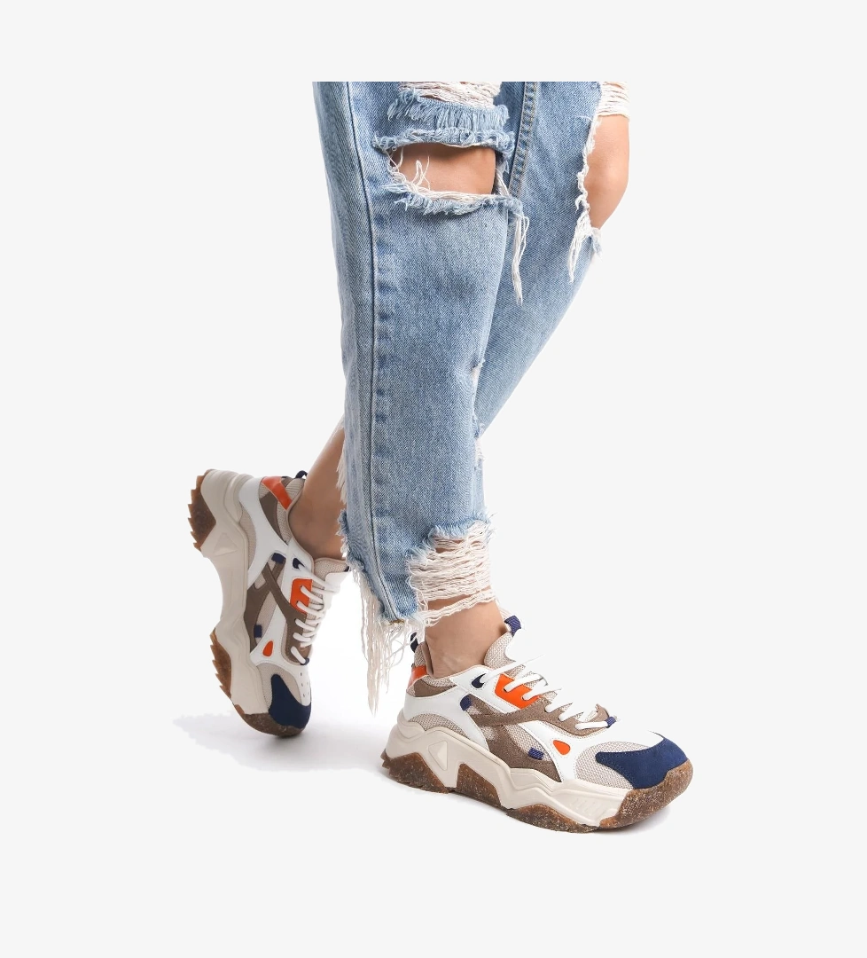 Muca Lacivert Turuncu Sneaker Günlük Spor Ayakkabı