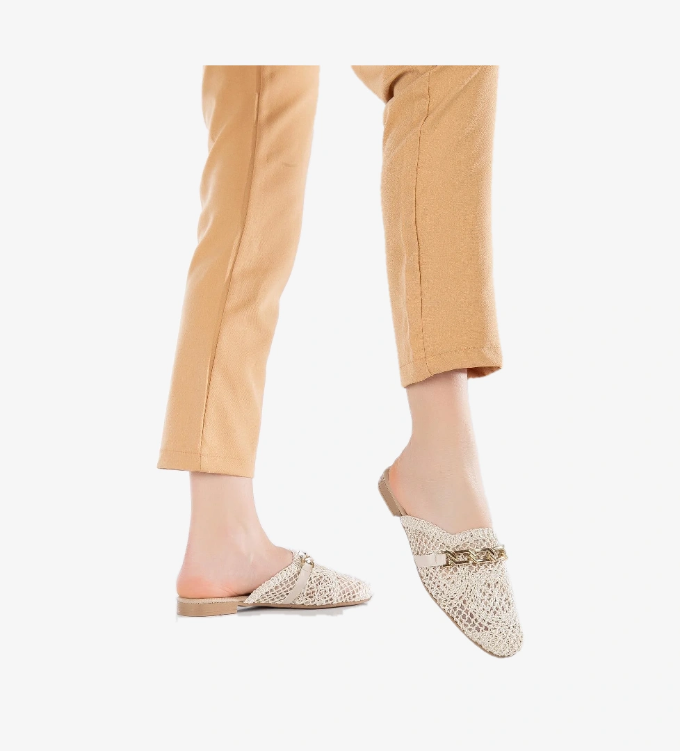 Baller Hasır Günlük Kadın Düz Terlik