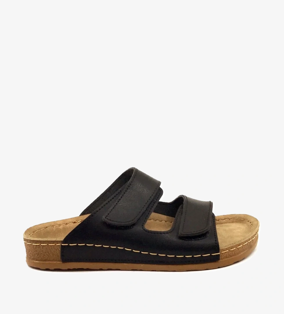 20-971 Siyah Çift Çırtlı Kadın Yazlık Terlik - Görsel 1