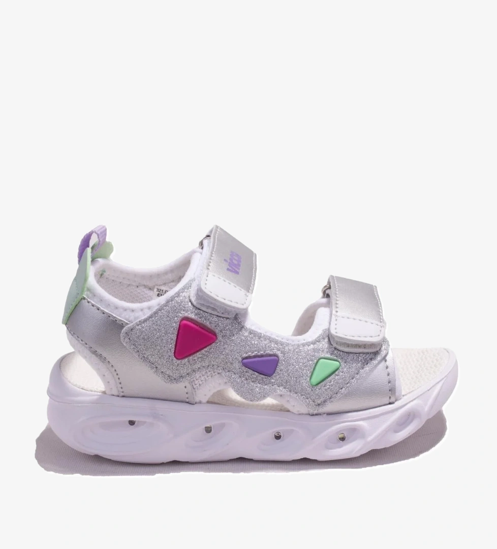 321F24Y204 Hilda Beyaz Ortopedik Günlük Işıklı Kız Çocuk Spor Sandalet - Görsel 1