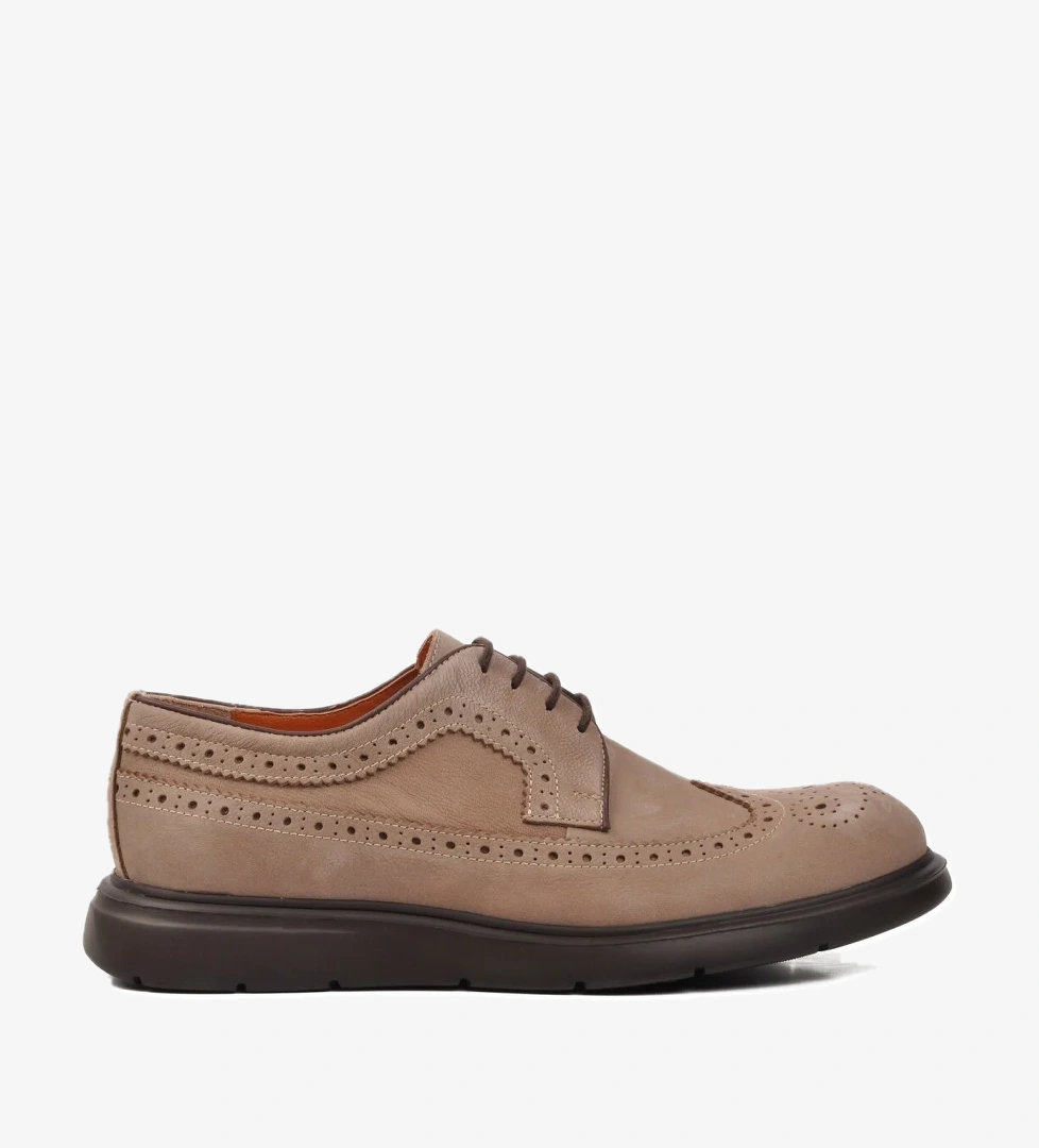 Premium 33281 Vizon Nubuk Hakiki Deri Erkek Casual Ayakkabı