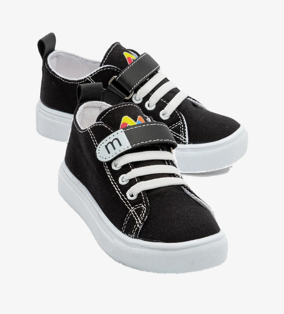 Çocuk Cırtlı Bağcıklı SİYAH - Görsel 1