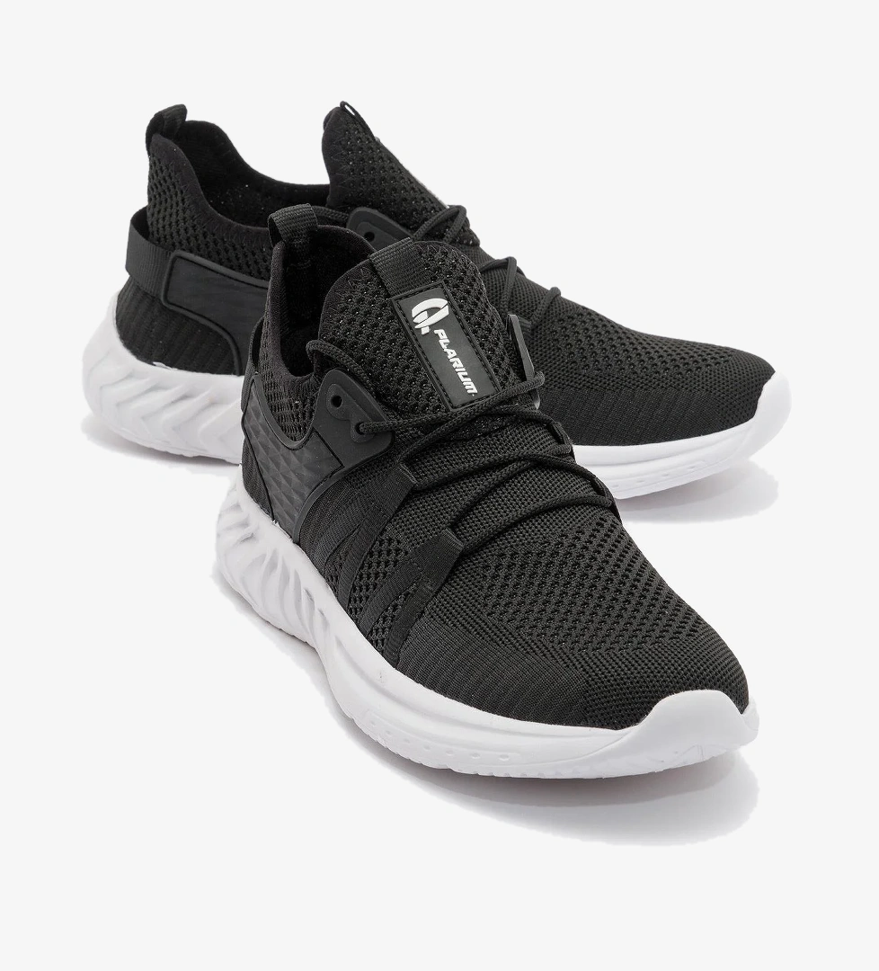 Erkek Triko Spor Ayakkabı SİYAH BEYAZ - Görsel 1