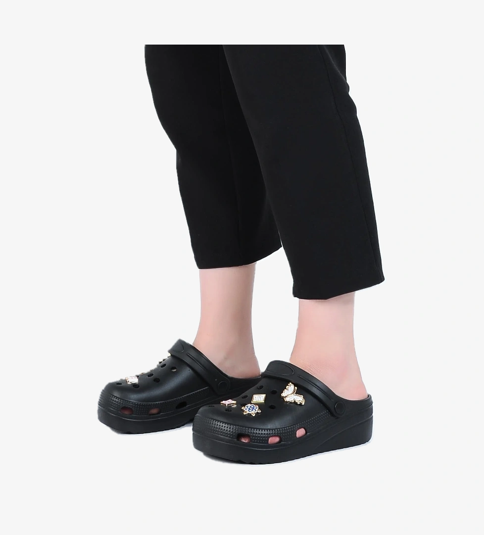 E800-6 Fiesta Siyah Eva Kadın Taşlı Günlük Terlik - Görsel 1