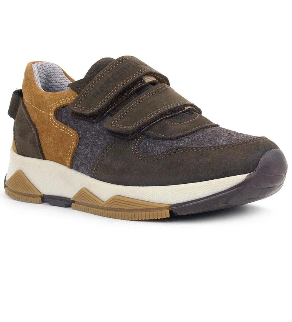 Hakiki Deri Koyu Kahve Çocuk Sneakers Spor Ayakkabı - Görsel 1