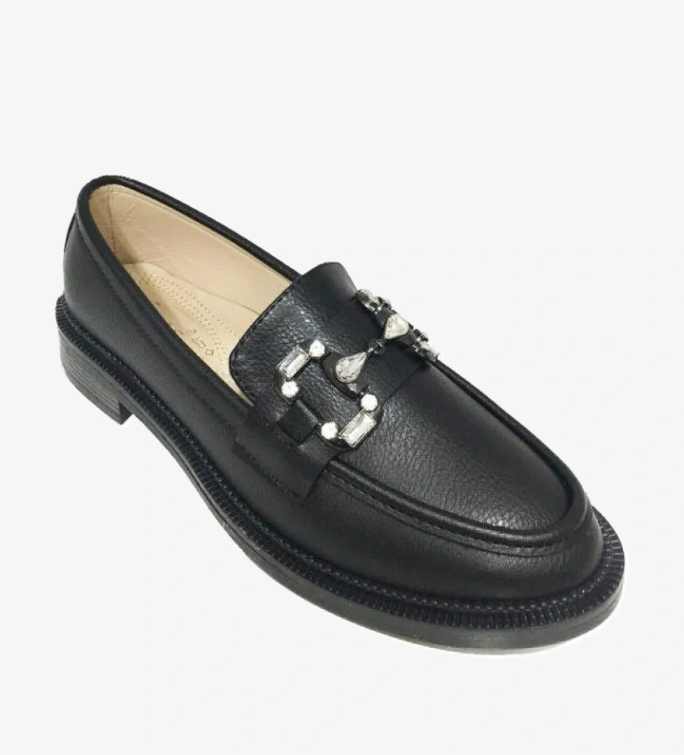 Shoes 233 Deri Trend Fashion Taşlı Kadın Babet