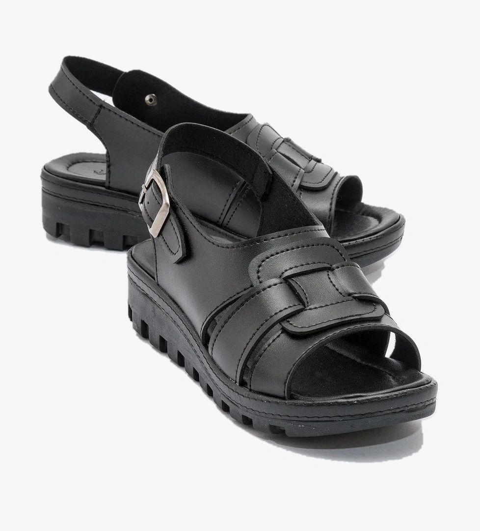 Kadın Dolgulu Sandalet SİYAH CİLT