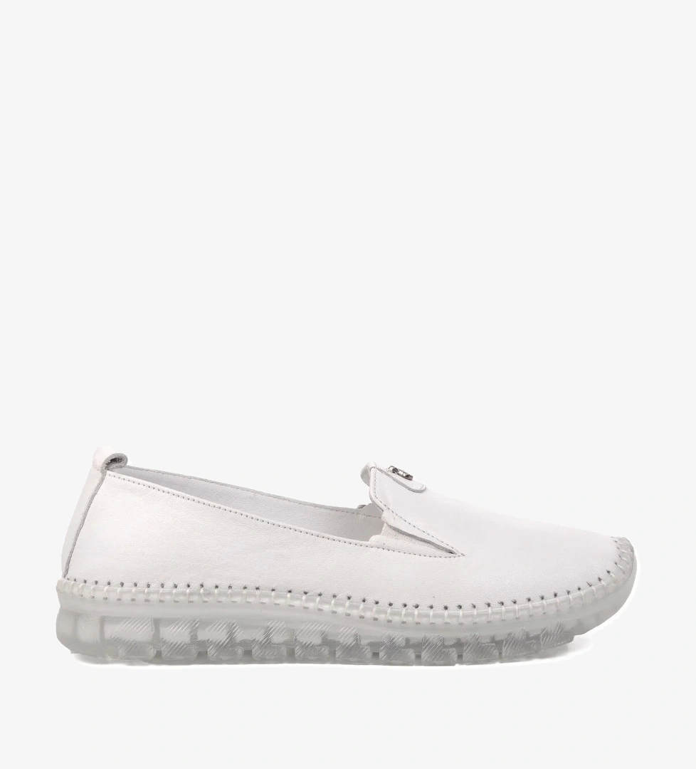 9059 Beyaz Hakiki Deri Kadın Ayakkabı - Görsel 1