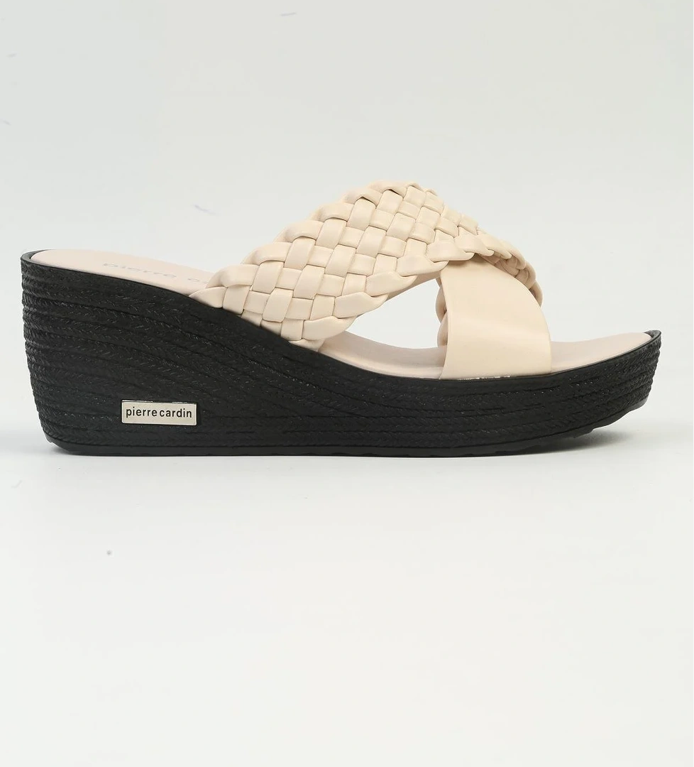 ® | PC-3509 - Bej-Kadın Dolgu Topuk Terlik - Görsel 1