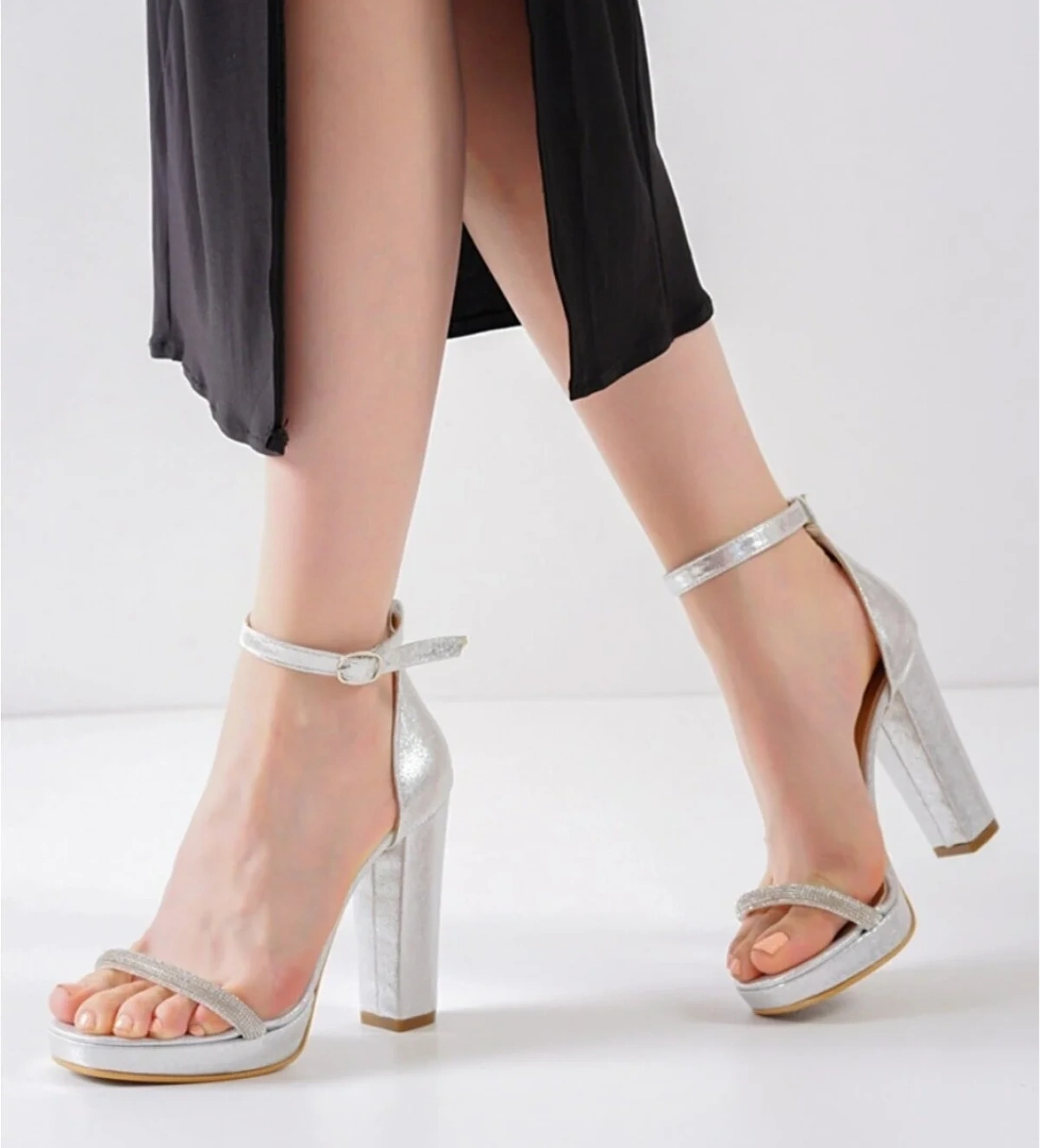 20mm.platform Taşlı Tek Bant Bilekten Tokalı Abiye Kadın Ayakkabı