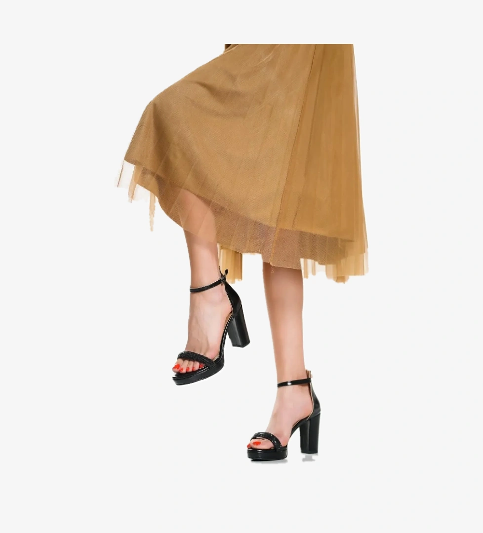 20mm.platform Taşlı Tek Bant Bilekten Tokalı Abiye Kadın Ayakkabı - Görsel 1