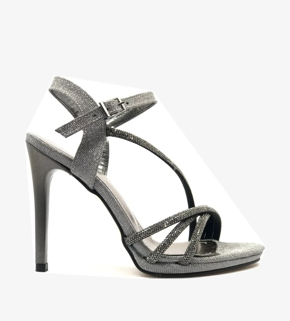 Şerit Taş Detaylı 11 cm Topuklu Kadın Abiye Ayakkabı - Görsel 1