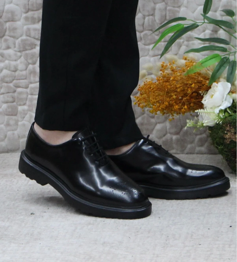 2744 Siyah Açma İç Ve Dış Hakiki Deri Kalın Taban Erkek Ayakkabı - Görsel 1